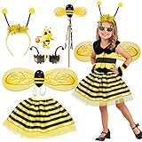 Tacobear 6 Stück Bienen Kostüm für Kinder Mädchen Karneval Kostüm Cosplay Kostüm mit Flügeln...
