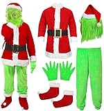 SINSEN Grinch Kostüm für Kinder Jungen Grünes großes Monster Weihnachtspelzanzug Weihnachtsmann...