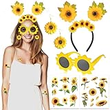 HOWAF Sonnenblumen Kostüm, Sonnenblume Haarschmuck Stirnband Sonnenblumen Haarschmuck Haarreif...
