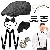 Tigvio 20er Jahre Kostüm Herren, Mafia Kostüm Herren Peaky Blinders Kostüm, Gatsby Gangster 20er...