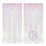 AIBAOBAO 2 Stück Lametta Vorhänge, Sieben Farben Metallic Regen Vorhang für Hochzeit Verlobung...