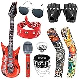 Dreamtop 10 Stück Punker Kostüm Zubehör Punk Gothic Rocker Kit Herren Rock Star Punker Kit 70s...