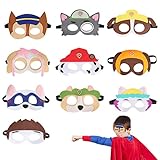 TaimeiMao 10 Stück Tiermasken Filz Tier Masks,Paw Dog Masken,Halbmasken Kinder,Geburtstag...