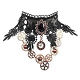 Daimay Gotisch Choker Halskette Halsband Ketten Victorian Steampunk Retro Zahnräder Zahnrad-Blumen...