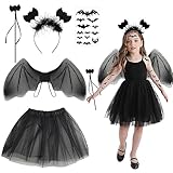 SHOWHEEL Fledermaus Kostüm Mädchen,Feenkostüm Kinder für Halloween Karneval Fasching Cosplay...