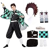 JYakeji 8 Stück Tanjirou Cosplay Kostüm mit Earrings, Demon Slayer Tanjirou Cosplay Kimono...