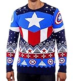 Captain American Weihnachtspullover für Damen und Herren Marvel Geschenk, Mehrfarbig, XS
