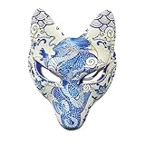 YangYong Kitsune Fuchsmaske für Halloween-Maskerade-Party, Kabuki-PU-Masken für Kostüm...