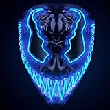 LED-Maske Devil blau | Premium-Qualität aus festem Kunststoff | Leuchtende Neon-Maske mit 3...