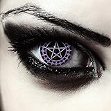 DESIGNLENSES, Farbige violett schwarze Halloween Hexen Kostüm Pentagramm Kontaktlinsen, 1 Paar (2...