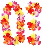 4 Stück Hawaii Kette Blumen, Bunte Hawaiianische Girlande Künstliche Hawaii-Blumen Girlanden mit...