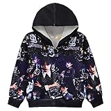 Suyaluoi Wednesday Addams Kinder Jacke Zip Hoodies Mädchen Langarm Pullover Kapuze Tops Addams Fans...