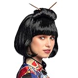 Boland 86417 - Perücke Chinesin für Erwachsene, schwarzes Kunsthaar mit Stäbchen, Frisur für...