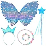 DKDDSSS 5PCS Feenkostüm Mädchen,Feenflügel Kinder, Schmetterlingsflügel Kinder, Schmetterlings...