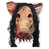 AYIDBE Gruselige Schweinemaske, realistische Schweinekopfmaske mit Haaren, Halloween-Maske aus...