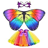 3 Stück Kostüm Schmetterling Kinder, Schmetterling Kostüm Kinder mit Flügeln Maske und...