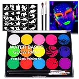 URAQT UV Kinderschminke Set, 15 Farben Schminkfarben Schminkpalette, Waschbar Face Paint Bodypaint...