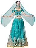 ELLYDOOR Prinzessin Jasmin Kostüme für Frauen Erwachsene Aladdin Dress UP Halloween Cosplay...
