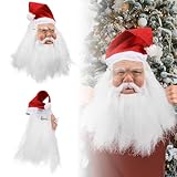 XehCaol Weihnachtsmann Maske Weihnachtsmütze Bart Maske Nikolaus Maske für Erwachsene...