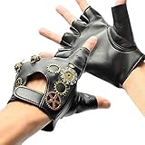 BLESSUME Steampunk Handschuhe Fingerlose Unisex Schwarz
