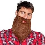Boland 01841 - Bart Hipster, One Size, braun, mit Gummiband befestigt, Karneval, Mottoparty,...