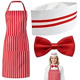 ZYLOUY 3-Teiliges Set Mit Schürze, Popcorn Kostüm, Koch Kostüm Herren, Apron Für Karneval Und...