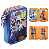 Naruto Federtasche Junge Gefüllt, Federmäppchen 2 Fächer, Mäppchen mit Inhalt, Schule Etui mit...