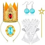 Charfia 5 Stück Prinzessin Peach Kostüm Damen Kinder Zubehör, Kostüm Damen Prinzessin Kostüm...