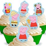 Toppershack 12 x Vorgeschnittene und Essbare Aufrecht Stehende Peppa Pig Peppa Kuchen Topper...