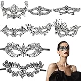 aurorayer 8 Stück Maskerade Maske Halloween Masken Damen, Lace Mädchen Spitzen Augenmaske,...
