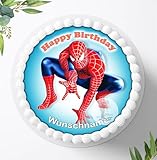 Spiderman, Essbares Tortenbild mit Wunschname, Tortenaufleger Ø 20cm - Super Qualität, 0214W