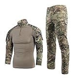 Softair Tarnanzug Herren Paintball Combat Shirt Taktische Hose Langärmlige mit 1/4 Reißverschluss...