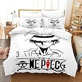 Enfunt-Home Anime One Piece Bettwäsche - Set, Luffy Bettwäsche Bettbezug, 3D - Druck 100%...