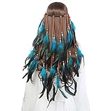 AWAYTR Feder Kopfschmuck Boho Hippie Stirnband - Fancy Federschmuck Böhmische Kopfbedeckung Quaste...