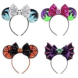 Tocwick 4 PACK Halloween Runde Maus Ohren Stirnband Kürbis Fledermaus niedliche Pailletten...