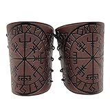 HiiFeuer Viking Vegvisir Geprägte Lederarmrüstung 3 Farben LARP Gauntlet Lederrüstung Armschiene...