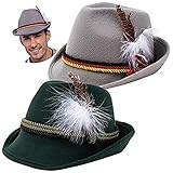 Spooktacular Creations 2 deutsche Alpenhüte Kostümzubehör, Retro Bayern Trachtenhut Filzhut mit...