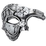 Ubauta Steampunk Metal Cyborg Venezianische Maske,Silber Maskerade Maske für Halloween...