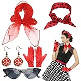 LOPOTIN 5TLG Rockabilly Accessoires 50er Jahre Damen Kleid Zubehör 1950s Kostüm Set mit Chiffon...