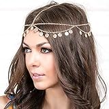 Runmi Kopfkette mit Zechinen, Quasten, Braut-Kopfschmuck, Stirnband, Festival-Haarschmuck für Damen...