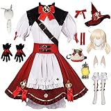 YEAJION Genshin Impact Klee Cosplay Kostüm Komplettes Set mit Perücke Genshin Klee Cosplay Hexe...