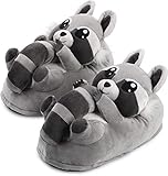 corimori Süße Plüsch Hausschuhe (10+ Designs) Waschbär Lina“ Slipper Einheitsgröße 34-44...