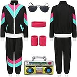 80er Jahre Kostüm Trainingsanzug Pop Art für Retro Stil Bad Geschmack Party Assi Anzug Proll Anzug...