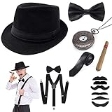 Sinoeem 1920s Accessoires Set Damen Retro Stil und Herren Accessoires Mafia Gatsby Kostüm Set für...