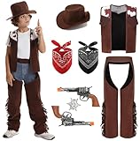 Mrsclaus Kinder Cowboy Kostüm Set Deluxe Western Polizei Cosplay Karneval Kostüm mit Zubehör...