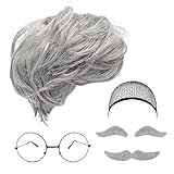 MIVAIUN 6 Stück Opa Kostüm Set Party Dress Up Perücken Set für Männer Opa Perücke künstlicher...