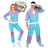 W WIDMANN MILANO Party Fashion - Kostüm Trainingsanzug, blau, 80er Jahre Outfit, Jogginganzug, Bad...