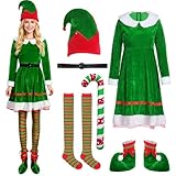 Raveparty Elfen Kostüm Damen, Weihnachtsfrau Weihnachtself Kostüm Damen, Weihnachtsmann Karneval...