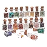 PandaHall 19 Farben Mini Glas Wunschflaschen, Ungebohrte Getrommelte Edelstein-Kristallchips, Die...