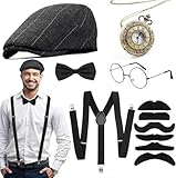 Alintor 20er Jahre Herren Accessoires, FaschingsKostüme Männer, Mafia Karneval Kostüm Herren,...